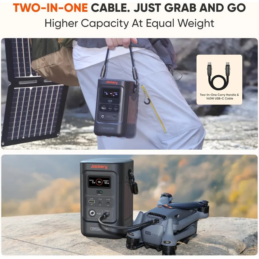 Jackery Explorer 240D Power Bank 256Wh LiFePO4 محطة طاقة محمولة مع مخرج تيار مستمر 200 وات تتضمن كابل شحن 1-Hou #5