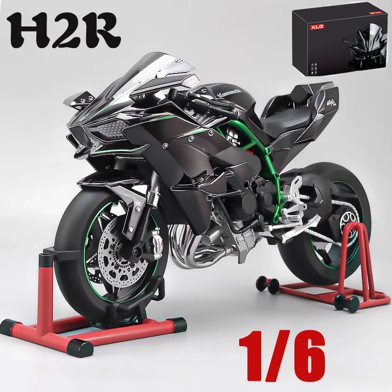 1:6 H2 Motorcycle Diecast Metal Model Cars Large size Simulation Alloy Sound Light removable collection Gifts With spray functio