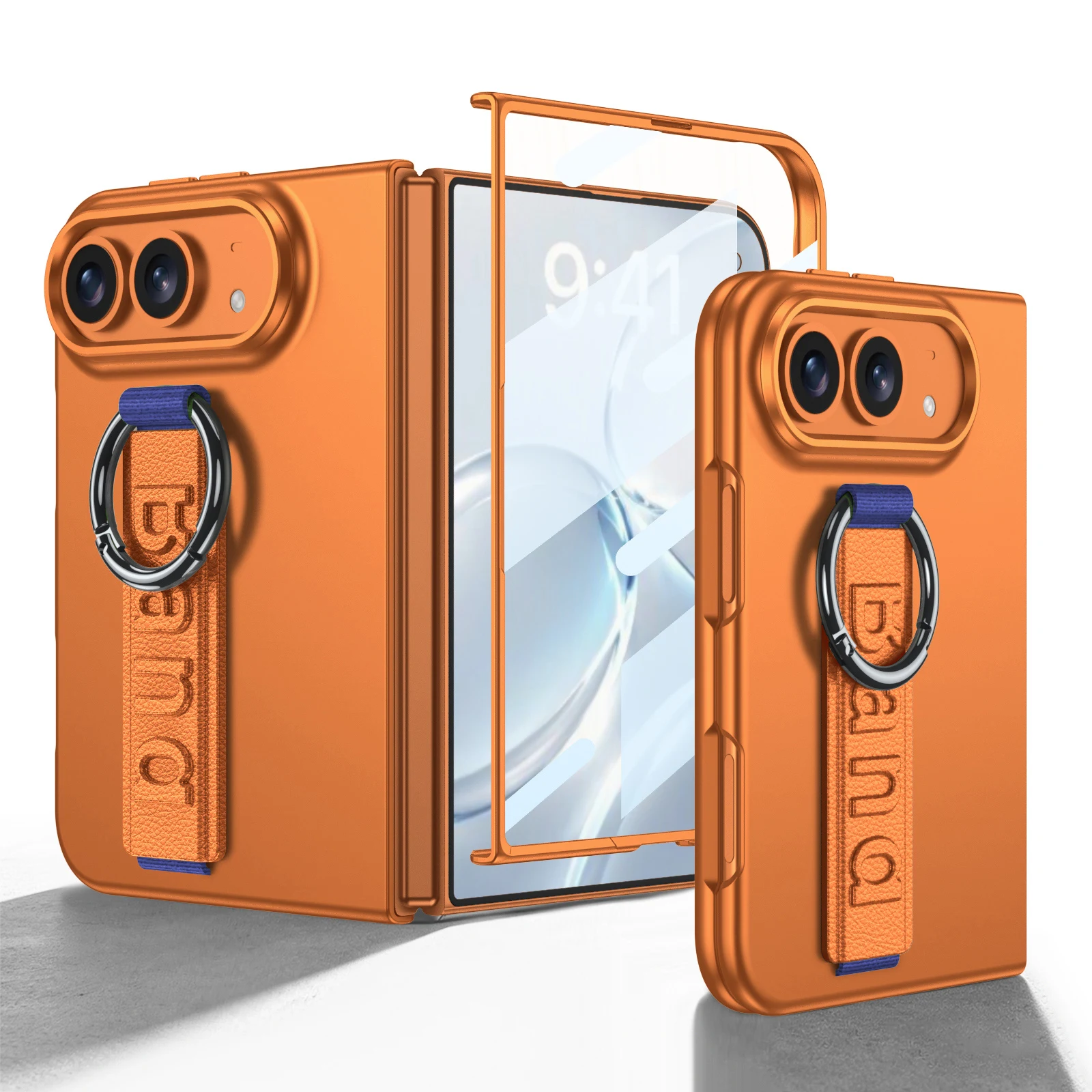 For iPhone Duo Case Skin-Friendly Frosted Wristband With Tempered Film Shockproof Protection Back Cover For iPhone Ultra 18 Fold
