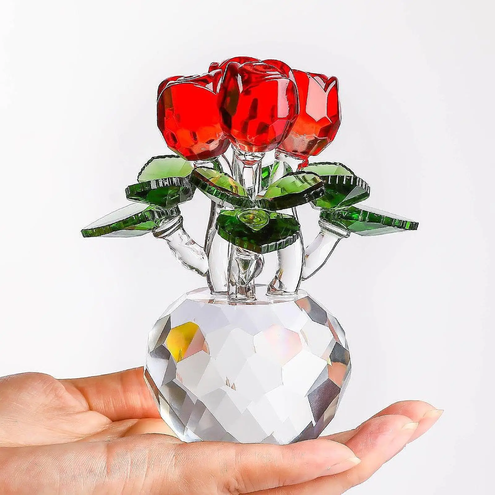 

Crystal Rose Flower Statue Birthday Anniversary Wedding Collectible Rose