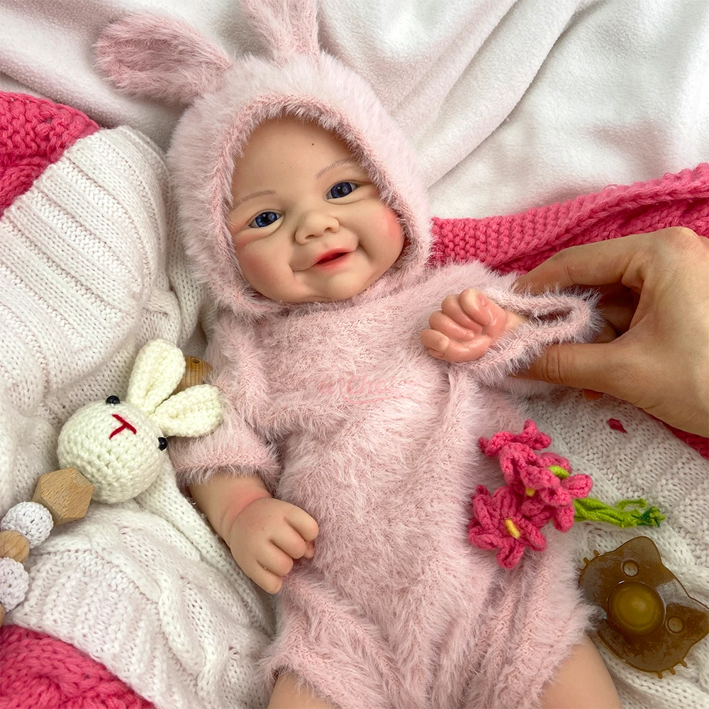 Adorable 43cm Vivienne Full Solid Silicone Reborn Baby Girl Open Blue Eyes Real Newborn Fine Design Premium Washable Doll for Alzheimer’s Patients