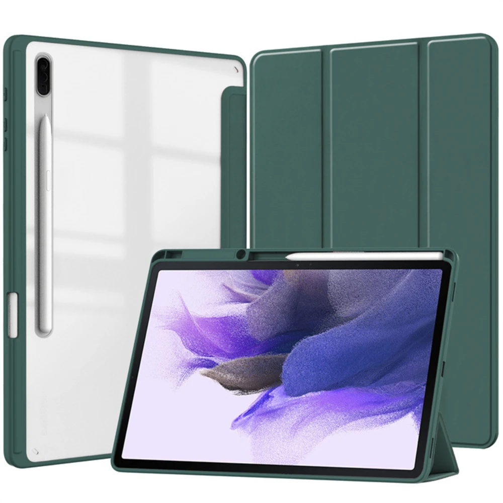 For Samsung Galaxy Tab S6 Lite SM-P610 S10 S9 S8 S7 Plus SM-X810 SM-X816B with S Pen Holder Case Acrylic Back Tablet Cover Funda