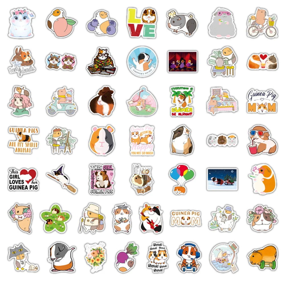 10/30/50/100pcs Kawaii Guinea Pig Cartoon Stickers Cute Kids Decals Toy Phone Skateboard Notebook Funny Animal Graffiti Sticker