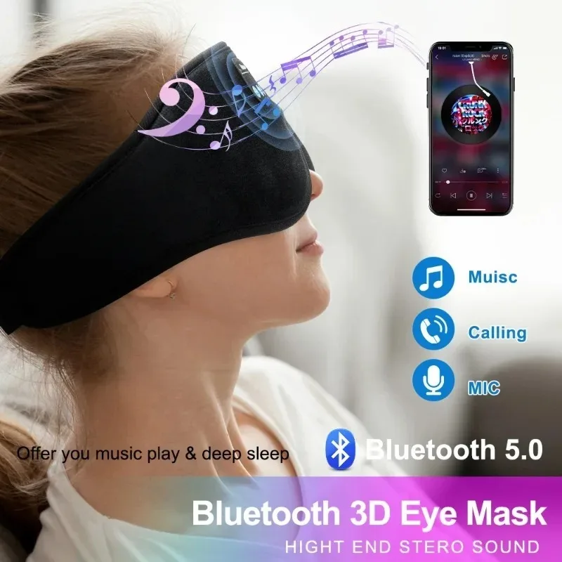 3D Bluetooth Eye Mask Sleeping Headphones for Women Men, Wireless Music Blackout Masks for Side Sleepers Insomnia Travel Gift