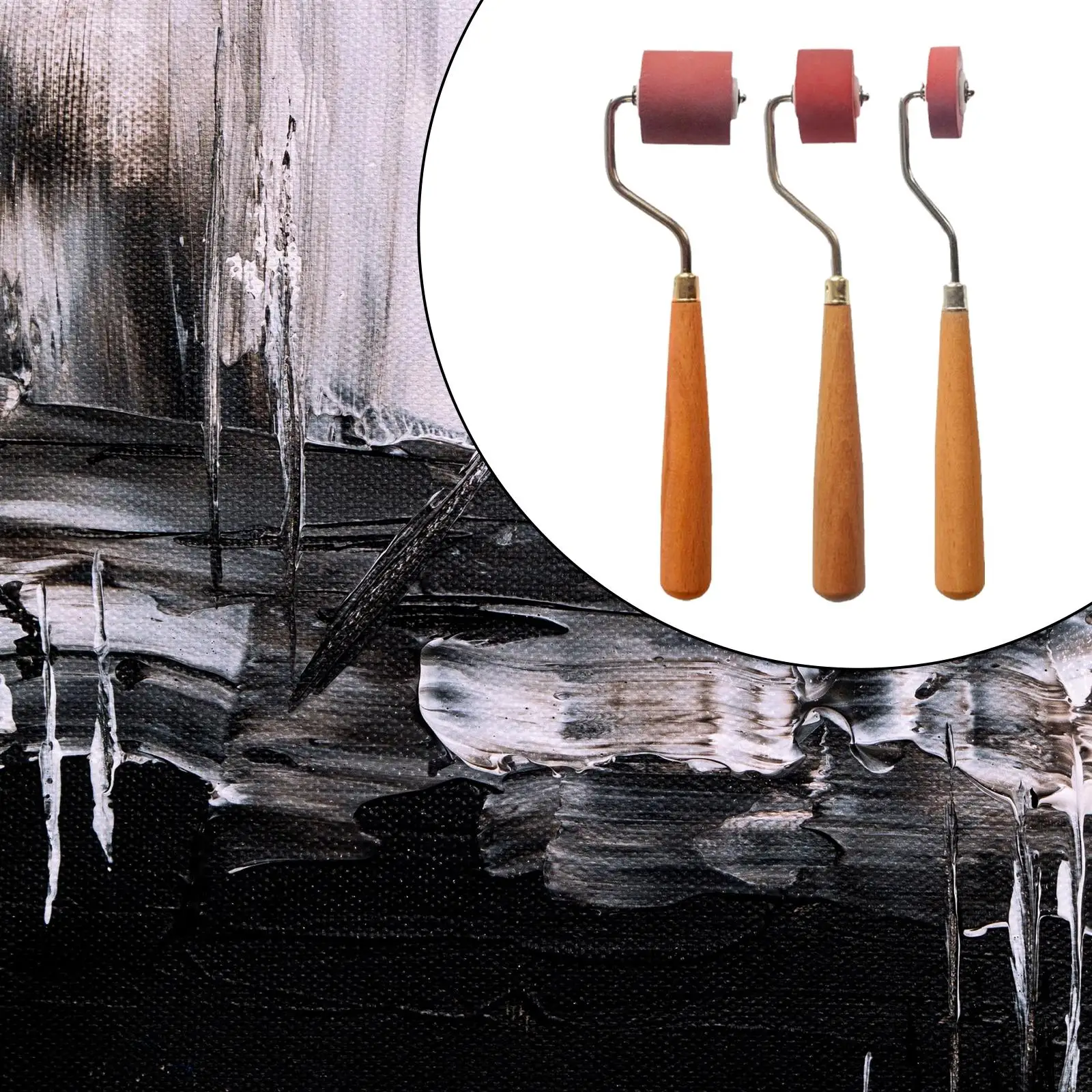 ชุดลูกกลิ้งยางแข็ง3X ลูกกลิ้งไวนิลสำหรับการพิมพ์ปั๊มหมึกพิมพ์งาน DIY โครงการแบบทำมือ