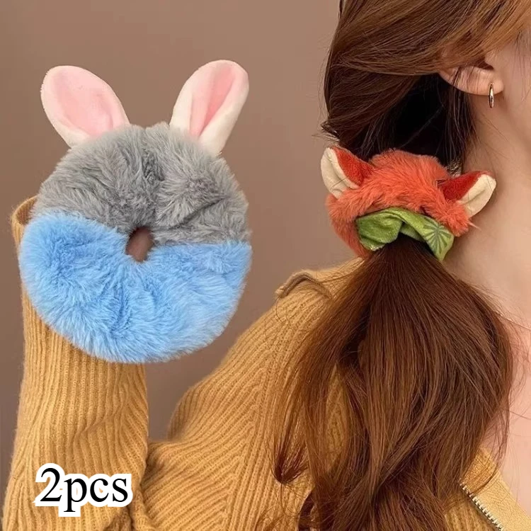 

Cute Rubber Fox Ears Plush Elastic Hair Band for Women Girls Ponytail Holder Scrunchie Rubber Band Hair Tie Hair Accessories