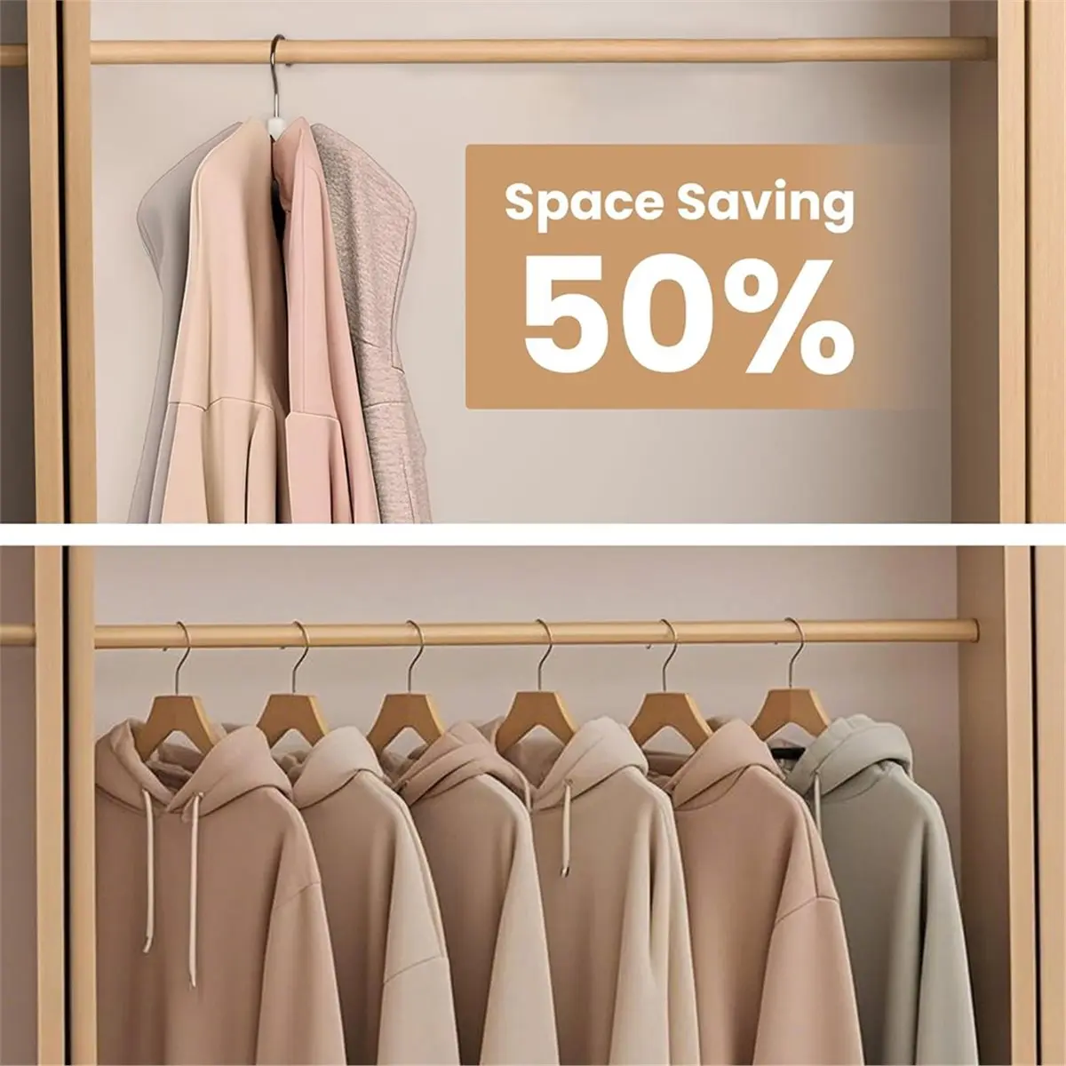 4-Pack 360° Swivel Hoodie Hangers with 6 Wood Balls, Closet Organizer for Bra, Scarve, Belt, Purse & Accessories Storage