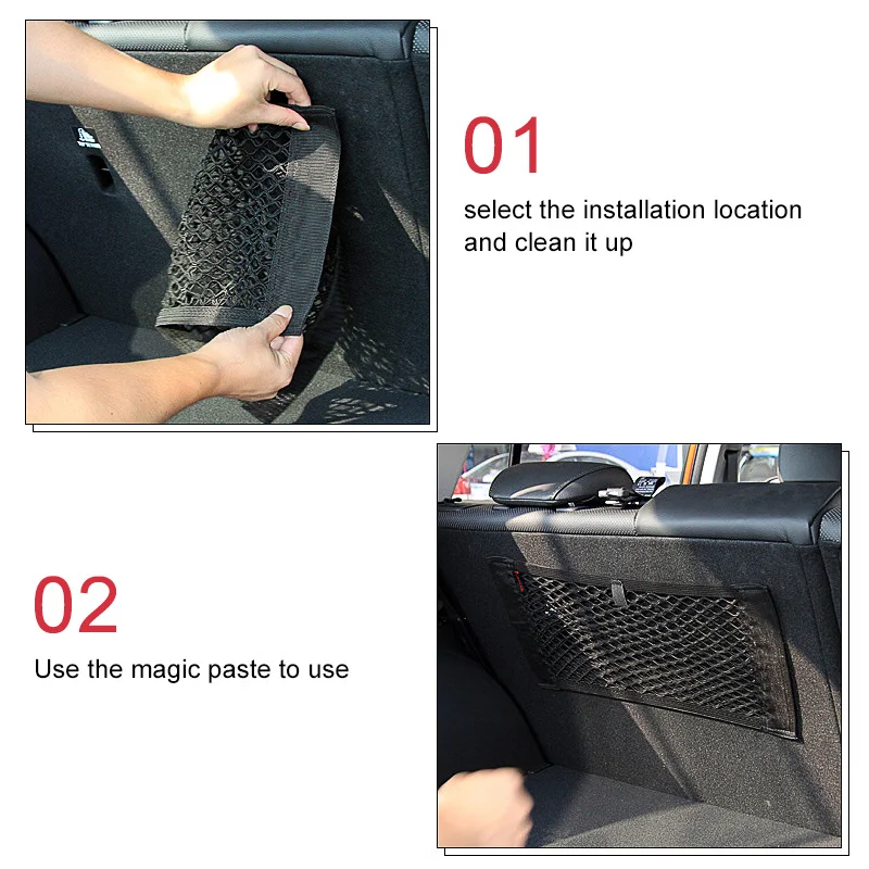 Car Trunk Mesh Organizer Car Tail Elasticity Storage Net Seat Back Pocket Universal Trunk Bag Storage Car Interior Accessories