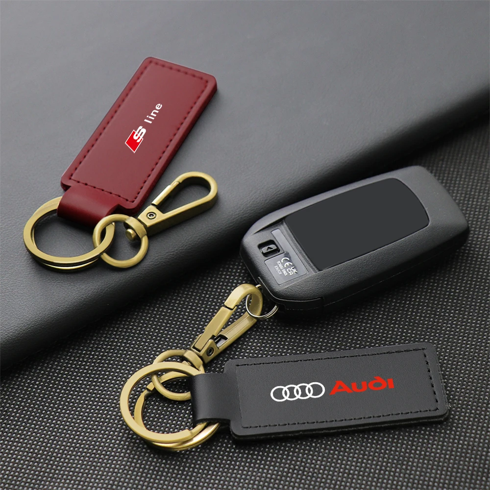 1 قطعة سلسلة المفاتيح الجلدية المعدنية حلقة سبائك الزنك سلسلة مفتاح لأودي A3 A4 A4L A5 B3 B4 B5 B6 B7 B8 RS3 Quattro C5 C6 C7 C5 C6 C7 B2