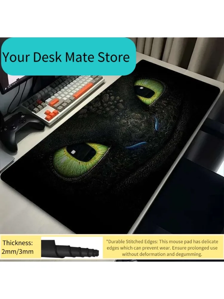 Tapis de souris pour ordinateur portable, accessoires de jeu, clavier XXL, Anime t-dent, Fury Dragon, tapis de bureau, PC Kawaii, noir, doux