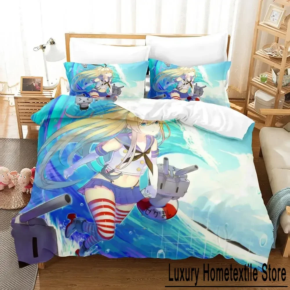 Anime Kantai Collection Bedding Set Boys Girls Twin Queen Size Duvet Cover Pillowcase Bed Kids Adult Fashion Home Textileextile