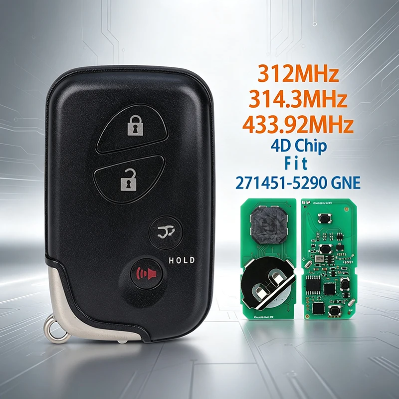4 Button A433 4D Chip 433.92MHz for Lexus IS250 IS300C RX270 GX400 GX460 ES240 ES350 LS460 GS300 450h 460h Remote Control Key