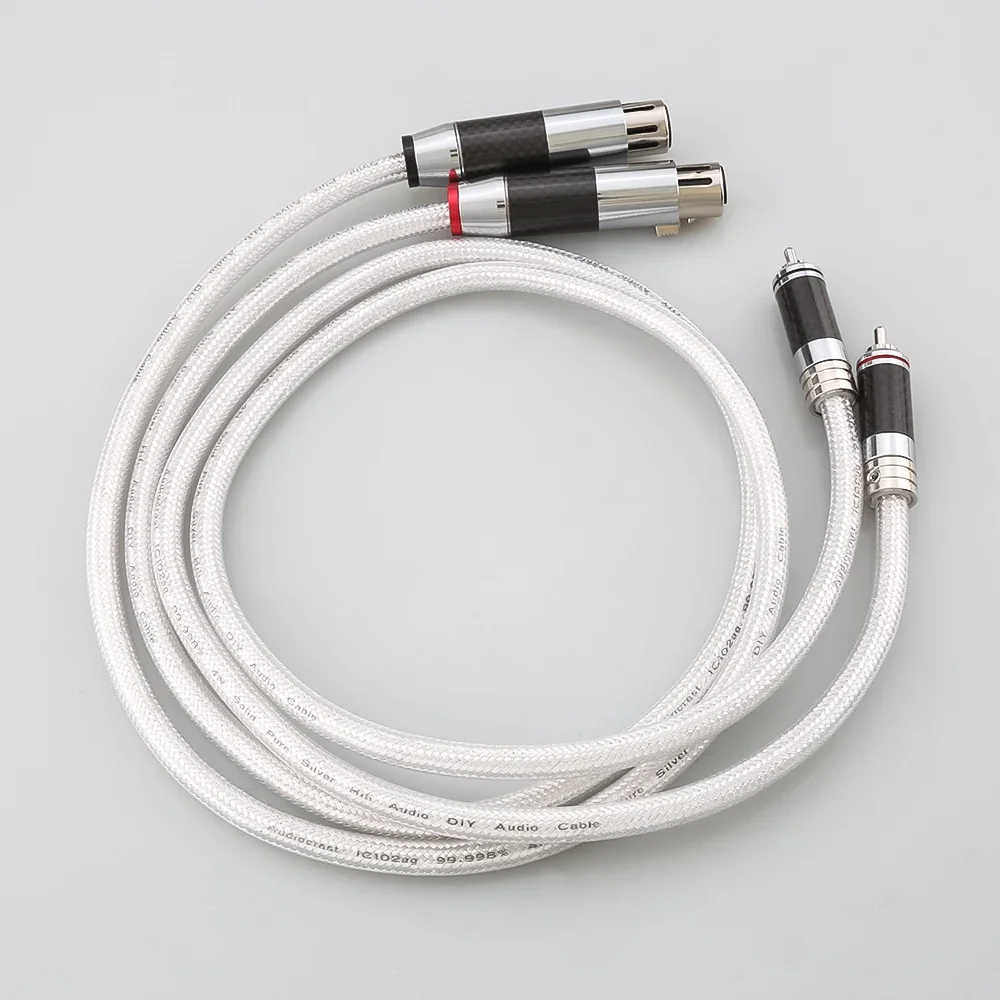 IC102AG 99.998% Cable RCA a XLR de fibra de carbono de plata pura interconexión de Audio HiFi sólido PSS núcleo de plata pura enchufe plateado