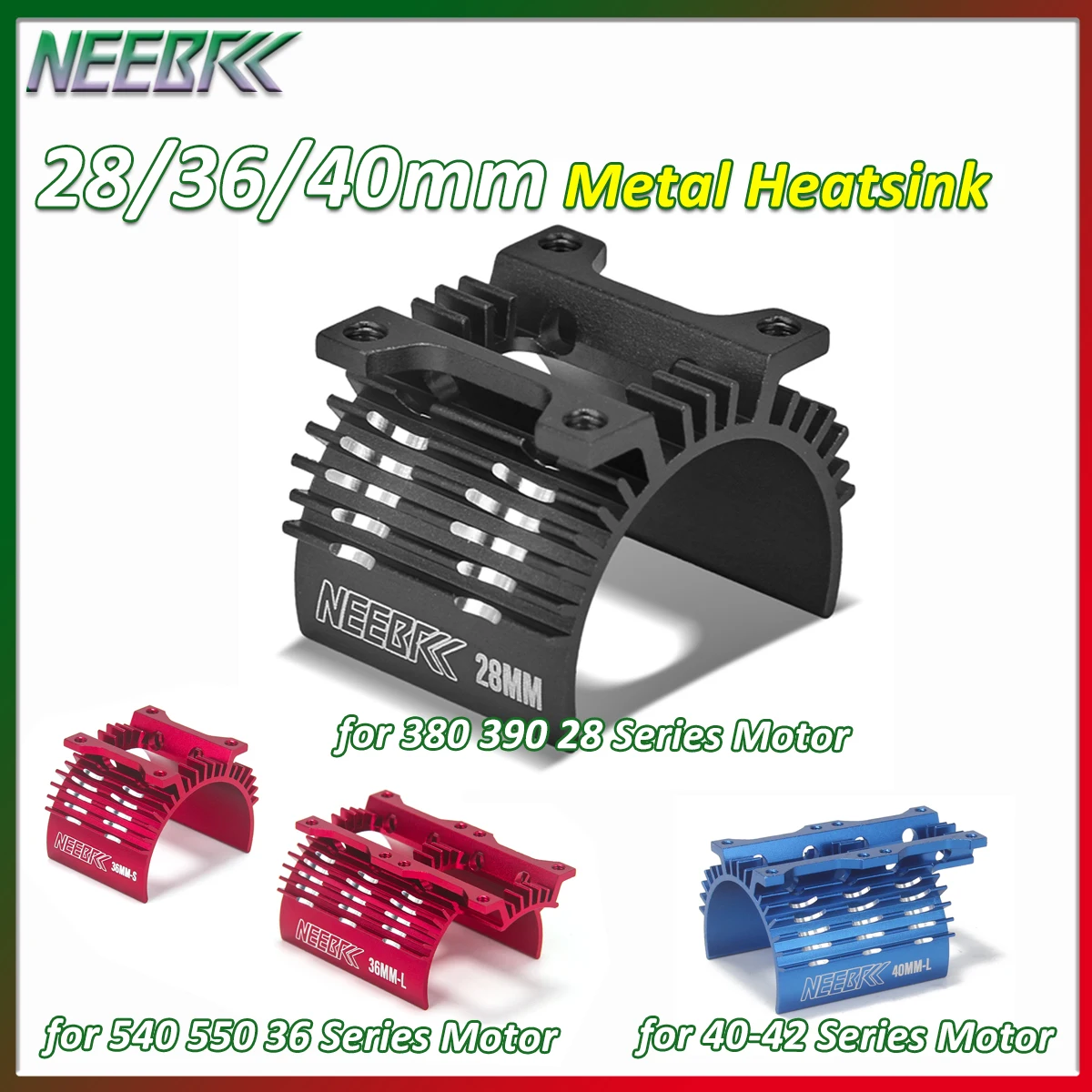 NEEBRC 28/36/40mm Metal Heatsink for 1/8 1/10 1/12 1/16 RC Car Model Toy Accessories 380 390 540 550 28 36 40-42 Series Motor