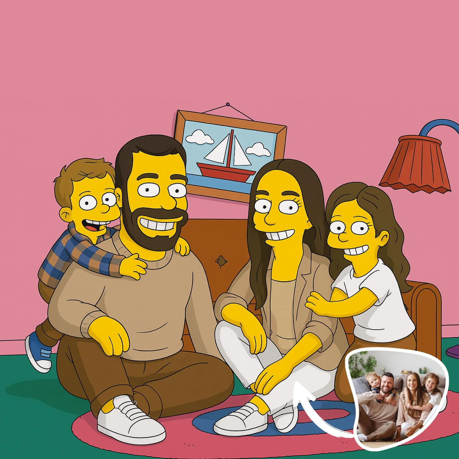 Custom Your Simpsons Family Portrait Personalized Cartoon Drawing from Couples Famliy Photo For Home Decor Unique Gift Idea