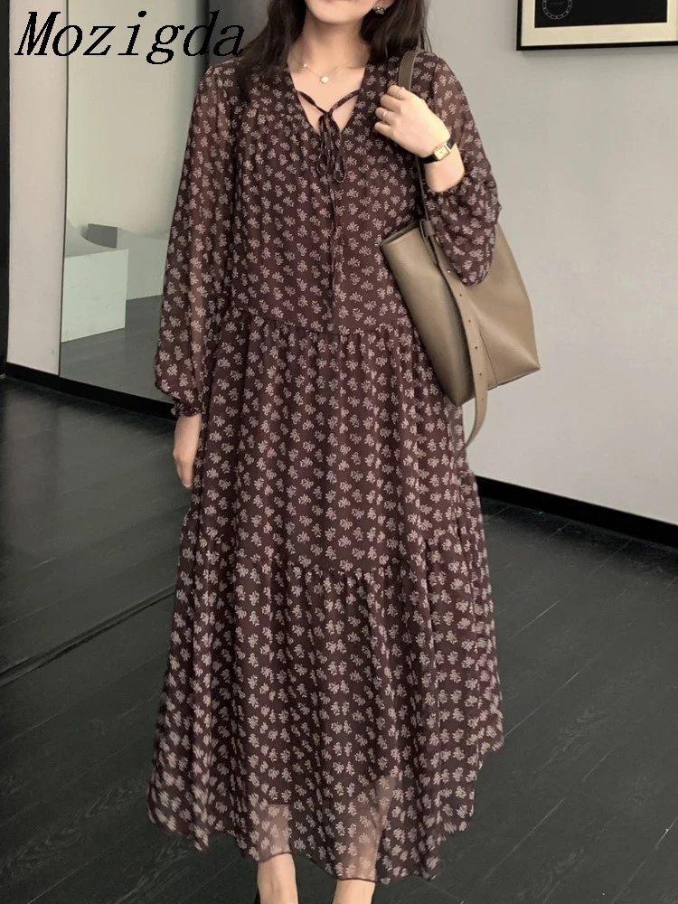 Oversize Herbst Druck Flora Hemd Kleid Frauen Koreanische Lose Langarm Damen Kleider Vestidos