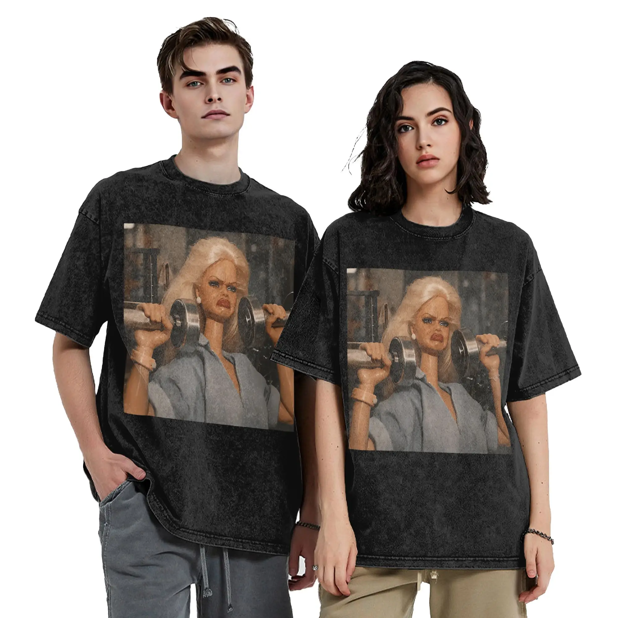 Lustige Herren-T-Shirts mit Ekelhaftem Fitness-Mädchen-Motiv, Vintage-Workout-Meme-Humor, Fitness-T-Shirts, Sommer-Y2K-Casual-Kurzarm-T-Shirts – Detail 1