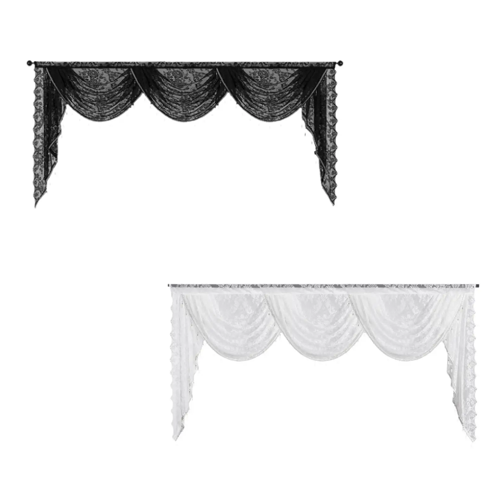Elegant Swag Valance Waterfall Window Topper Breathable Soft Fabric Creates Cozy Light for Home Interior Curtains