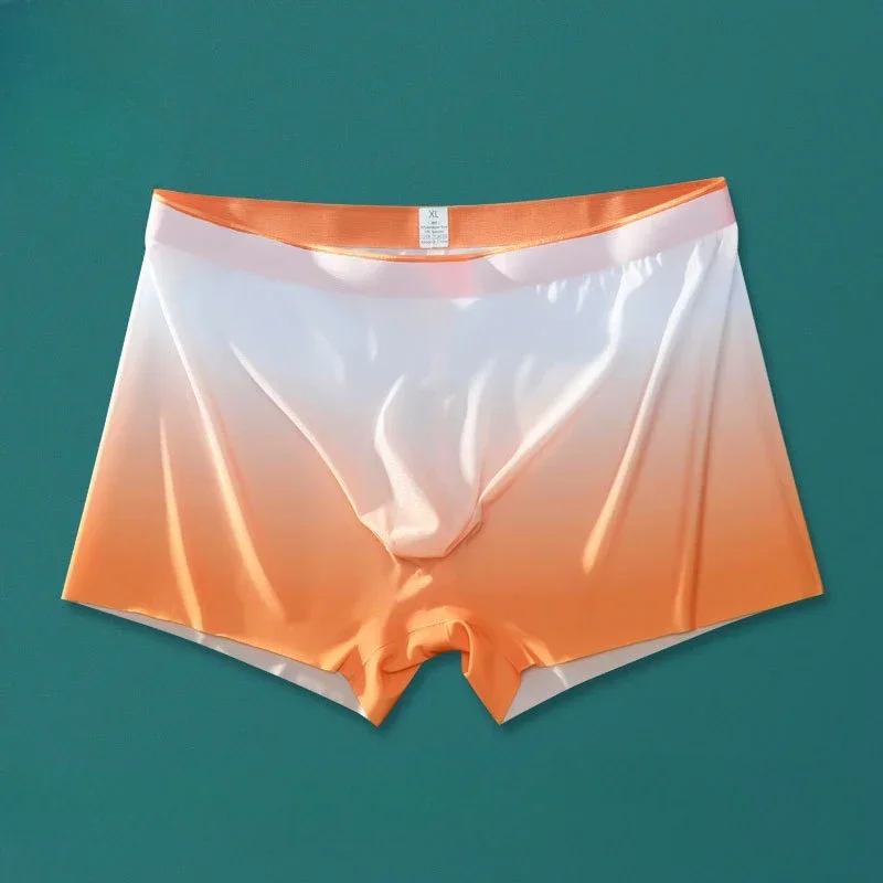 Boxers hombre sin rastro gradiente 3d entrepierna Boxer ropa interior de talla grande bolsa convexa bañadores ultrafinos calzoncillos translúcidos