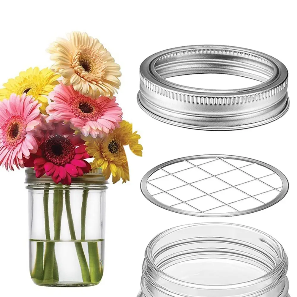 1pc with Square Grids Mason Flower Jar Lid Space Saving Insert Mason Grid Flower Organizer Lid Organizer Lid Mason Jar Lids