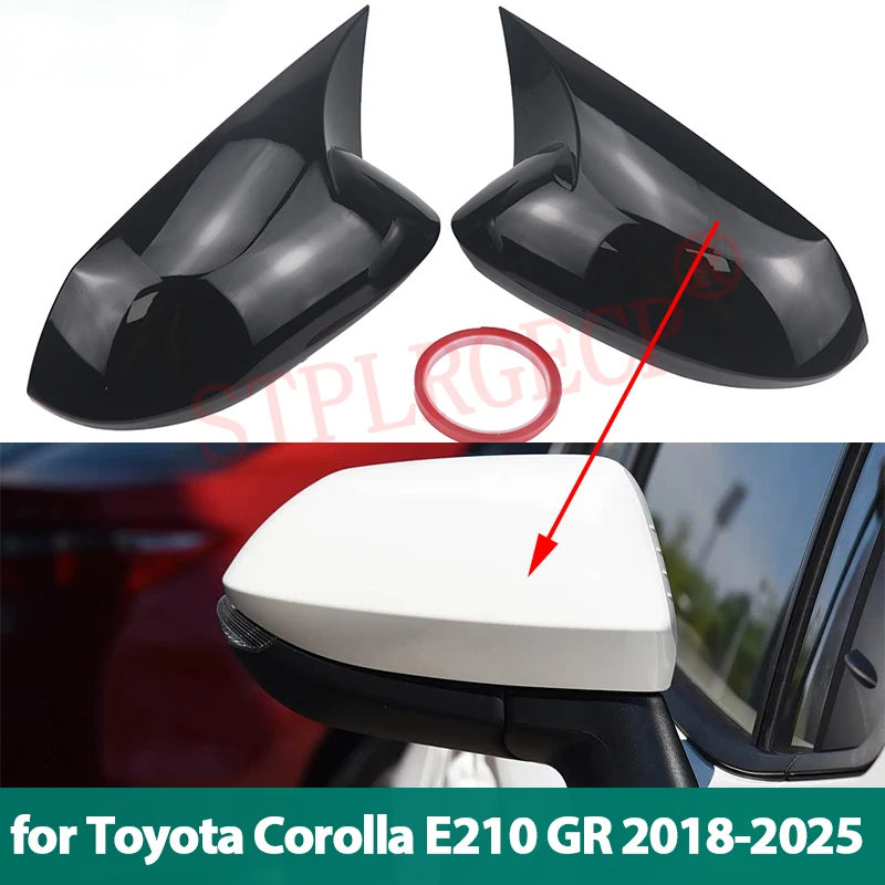 

For Toyota Corolla E210 GR 2018-2022 2023 2024 2025 Black Horn Carbon Look Add on Side Rear View Mirror Cap Cover High Quality