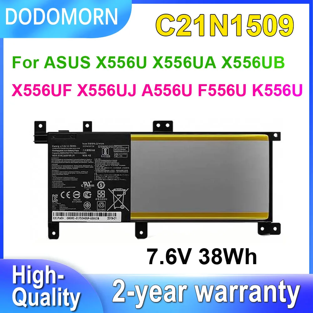 C21N1509 dodomorn สำหรับ ASUS X556U X556UB X556UA X556UF X556UJ X556UQ A556U F556U K556U K556UV แบตเตอรี่แล็ปท็อป38Wh 7.6V