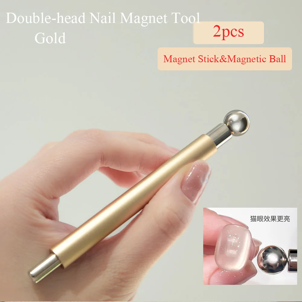  Glasperlen speziell für Katzenauge, rosa Nagel-Magnetstab, neu verbessertes Nagellack-Kleber-Magnetstab, Doppelkopf-Magnetwerkzeug