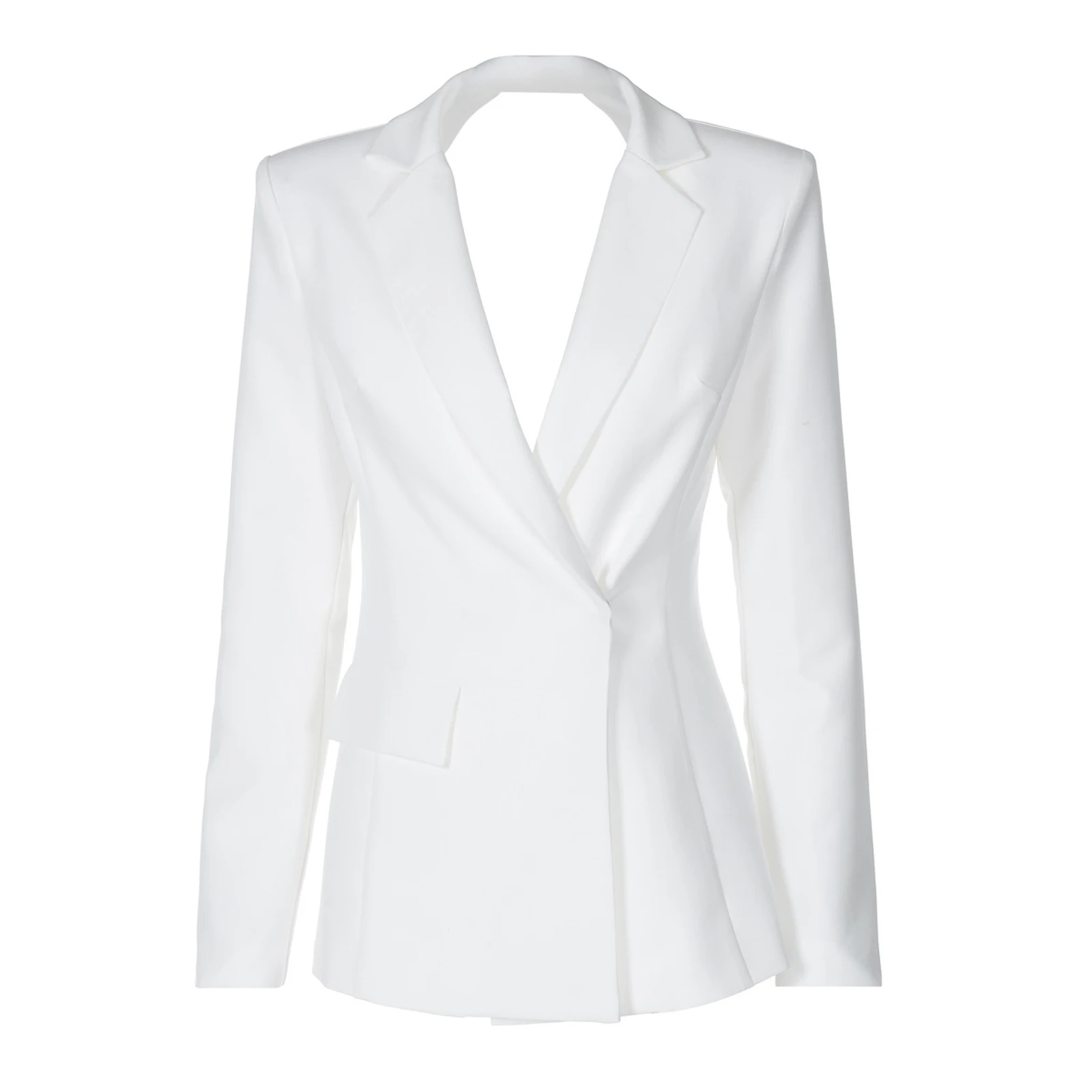 سترة نسائية مفتوحة الظهر معاطف طية صدر السترة بأكمام طويلة وإغلاق بزر واحد سترات ضيقة ملابس خارجية لحفلات العمل المكتبية #5