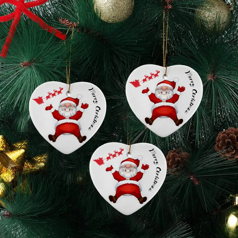 Ceramic Keepsake Decorations Christmas Tree Decor Christmas Sublimation-blank Ceramic Pendant Love Heart Shaped Hanging for Diy