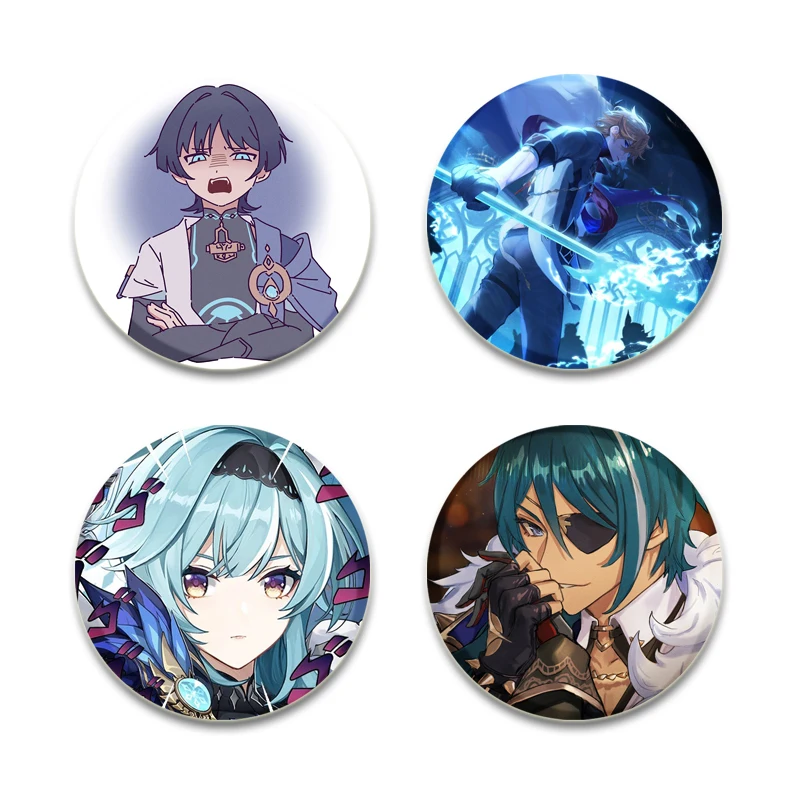 Game Anime Genshin Impact Cartoon Style Badge Funny Brooches on Backpack Clothes Handmade Round Enamel Pins Accessorys