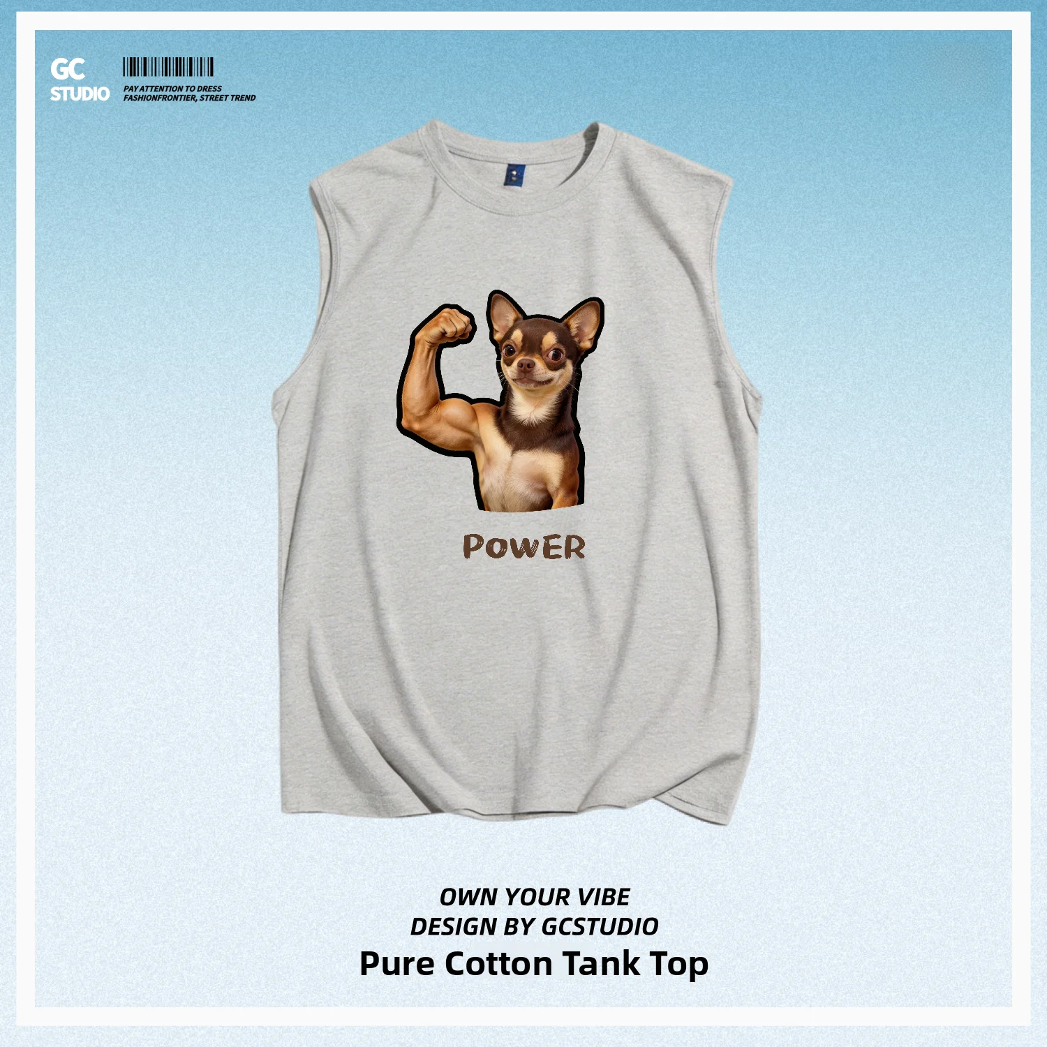 Men's Cotton Tank Top Muscle Fitness Sportswear Breathable round Neck Print Doggy Cute Creative Funny T-Shirt for Men And Women