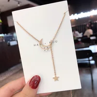 Nouveau Simple lune étoile pendentif collier ras du cou Simple couleur or alliage breloque chaîne Collares collier pour femmes bijoux de fête 3
