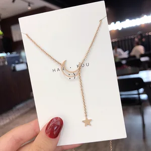 New simple moon star pendant choker Simple collar gold color alloy charm charm necklaces necklace for female party jewelry 10 Main Sales Star pendant - №5