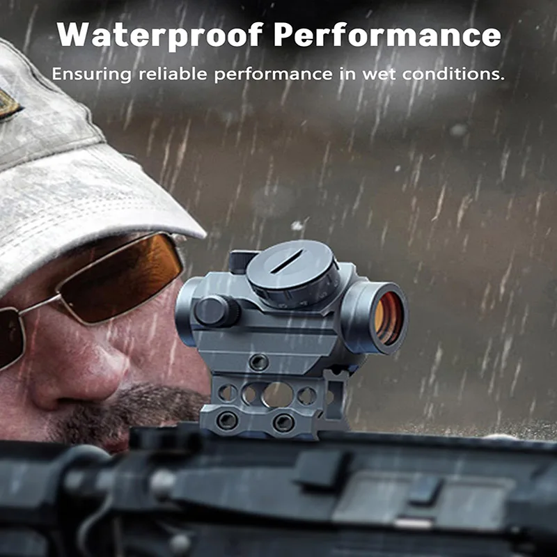 

2MOA Tactical Red Dot Sight 1x25mm Reflex Sight Adjustable Brightness 1 inch Riser Mount Hunting Accessories