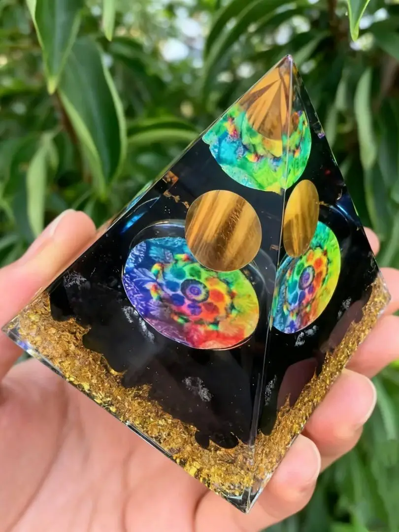 AliExpress NONE 1pc Handmade resin epoxy pyramid decoration for cars and homes, Pyramid Ornament  Statue Gravel Resin, Crystal Organite Pyramid