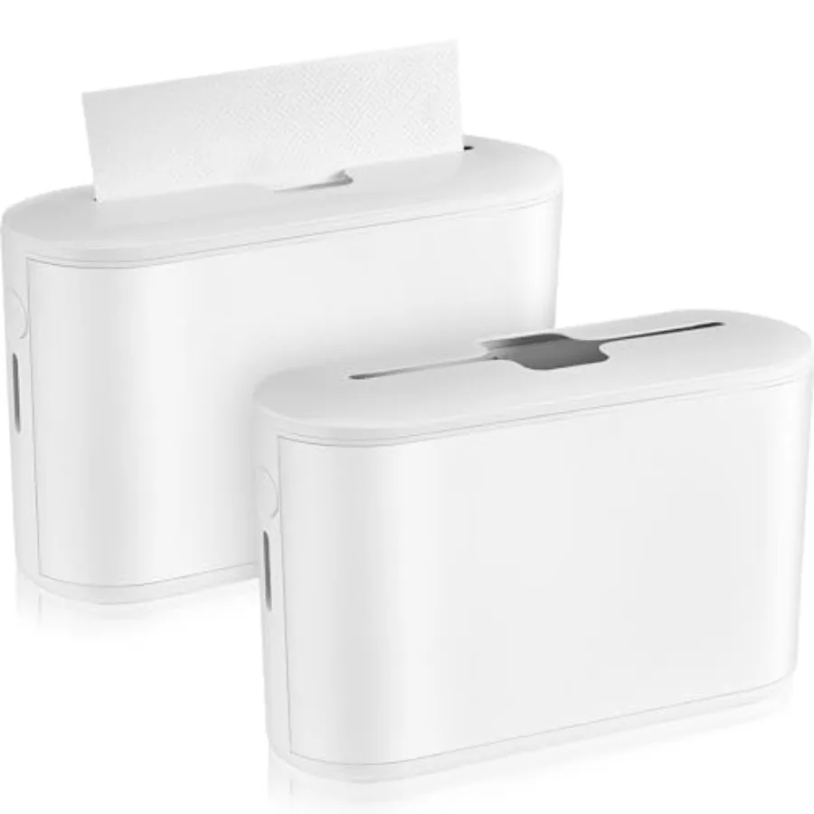 

2 Pcs Paper Towel Dispenser Countertop Bathroom Multifold Hand Paper Towel Holder Dispenser for Toilet Bedroom Kitchen White