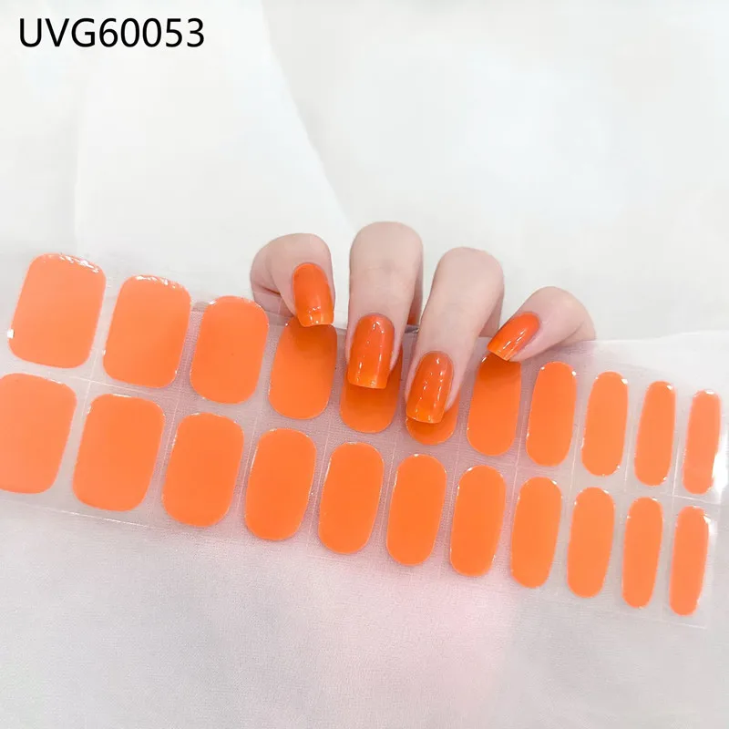 Autocollants pour ongles en gel semi-durci, 1 feuille, ensemble pour lampe UV, manucure française, bandes de laque pour femmes, N64.Wraps, décor d'ongles