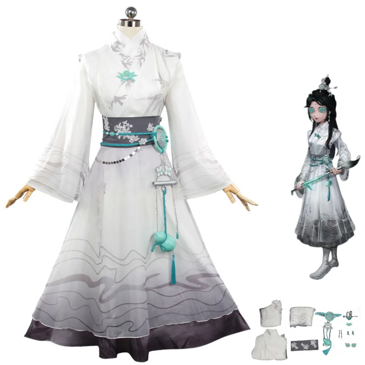 Anime Game Identity Ⅴ Qi Shiyi Antiquarian Cosplay Costume Chinese Style Hanfu Skirt Cloak Woman Traditional Festival Suit