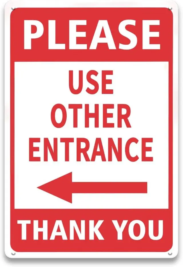 Please Use Other Entrance Sign with Left -   Metal Enter Sign for Business, Park Lot, Warehouse, Home, Outside, Inside, Waterpro