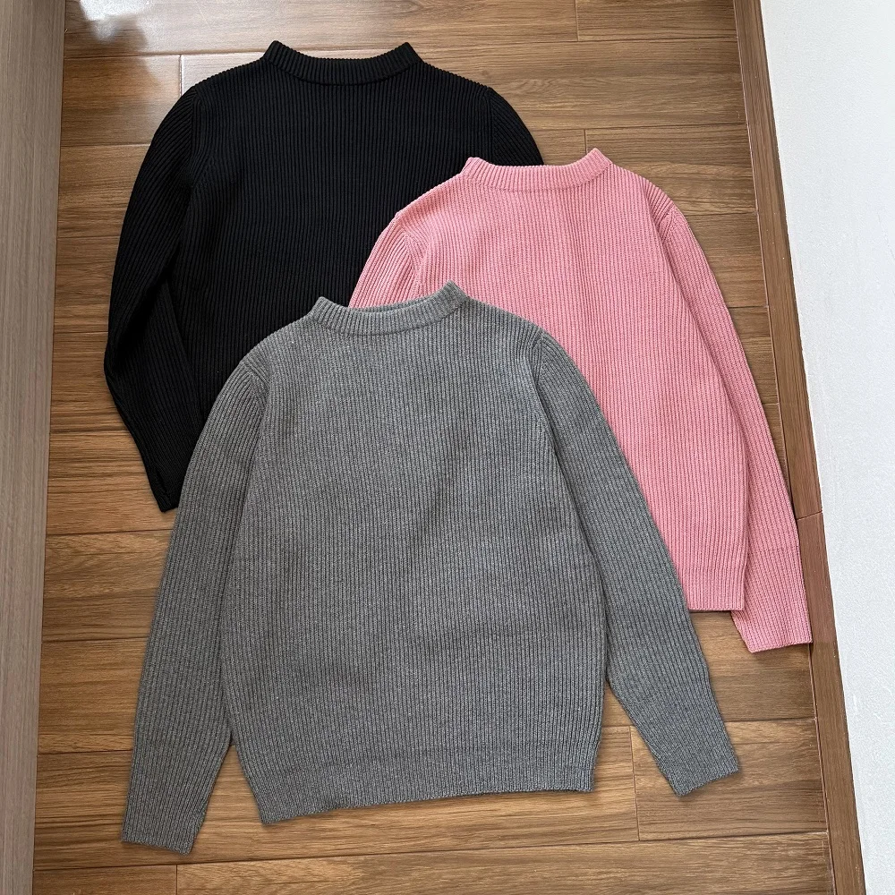 

Thiened Woolen Sweater round Ne Pullover Pure Color Men Women Casual Sle Warm Couple Knitted Sweater Autumn Season