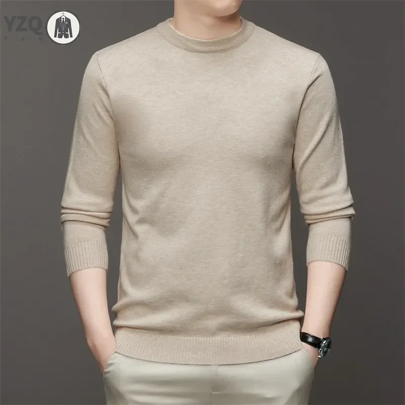 7 Colour Men's Round Neck Long Sleeved Solid Color Sweater Soft Warm and Comfortable Top with a Base