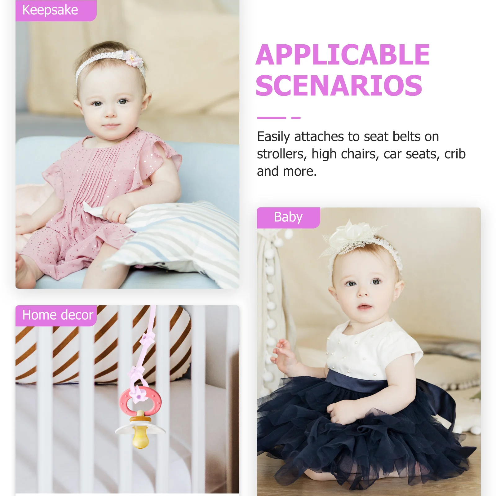 Chupeta de silicone corrente anti-perda para carrinhos de bebê ajustável reutilizável máquina de lavar louça segura fácil de usar correias de brinquedo