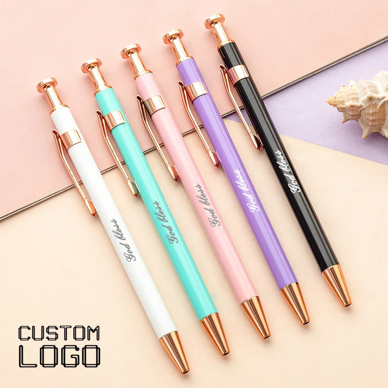 

Laser Engraving Metal Ballpoint Pen Multi-color Signature Pen Customizable Logo Office Supplies Student Stationery Gift Pen