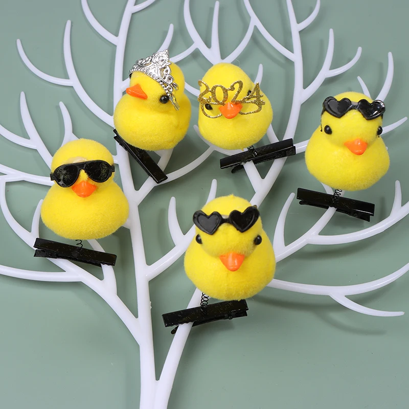 Little Yellow Duck Hairpin Spring Hair Hooks Girl Accessories 3D Cartoon Duck Headdress