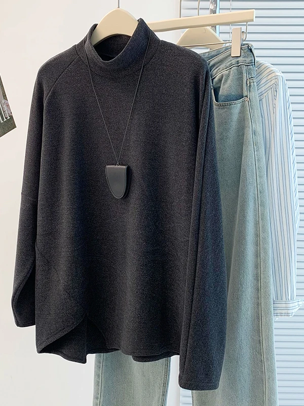 Cseta de Cuello Alto ueso, Estilo Coreano, Otoño Invierno, Nueva Moda, Cseta Interior Irregular para Mujer