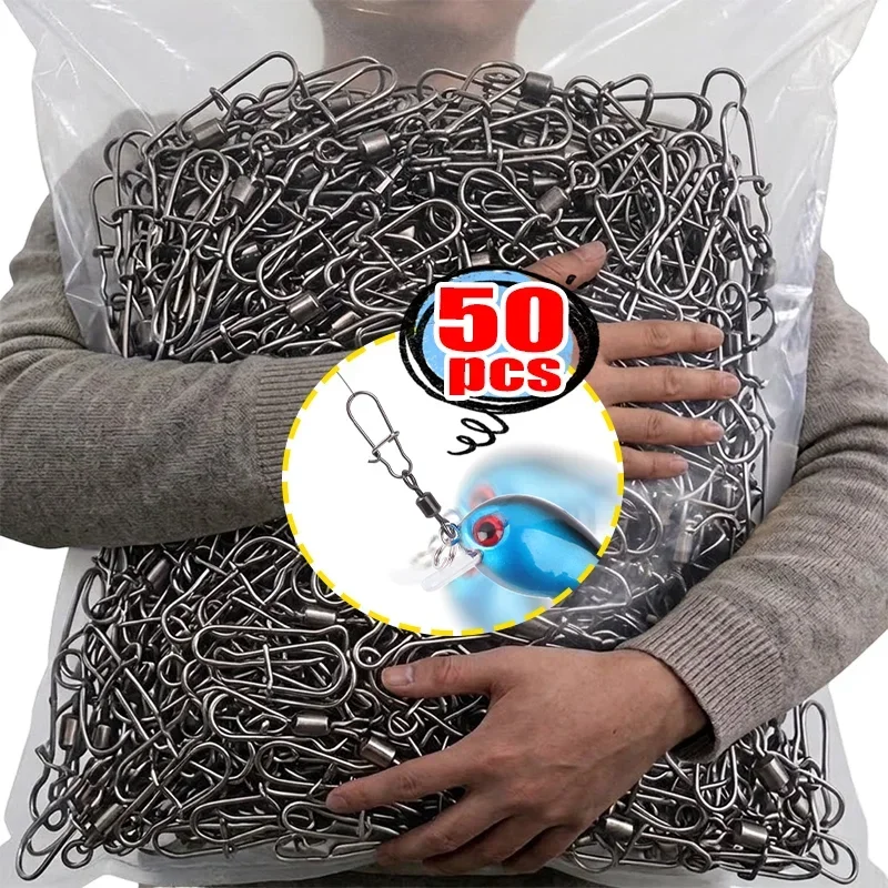 Amerikanische Angelwirbel mit verstärktem Stahlstift, Hochleistungs-Leinenclip-Schnappverbinder für Outdoor-Meeres-, Karpfen- und Köderangelzubehör – Detail 2
