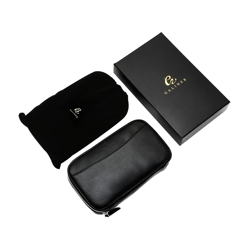 GALINER portasigari in vera pelle da viaggio Humidor Set di sigari con torcia butano accendino tagliasigari borsa per umidificatore a ghigliottina affilata