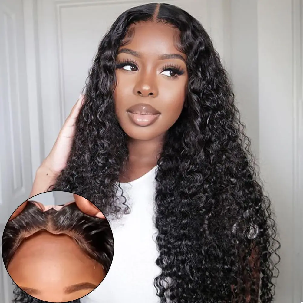 

Glueless 5x5 Ready to Wear Deep Wave HD Lace Front Wig Human Hair Pre Plucked 13x6 Curly Brazilian Lace Frontal Wigs For Women