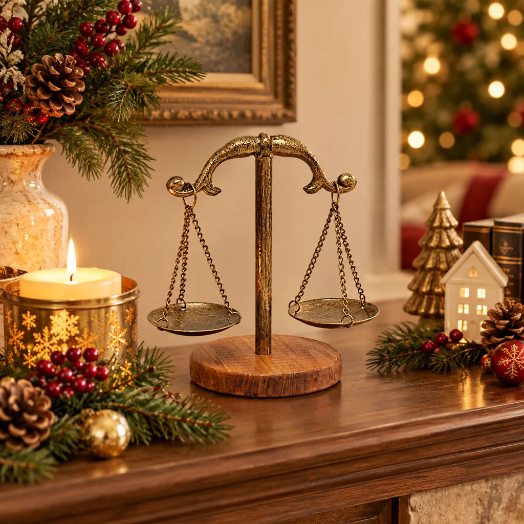 European-Style Wrought Iron Crafts Judge's Robe Hat-Shaped Scale Desktop Ornament, Holiday Gift Ornament, Judge's Robe Hat Scale Creative Desktop Ornament, Office Vintage Justice-Themed Decoration
