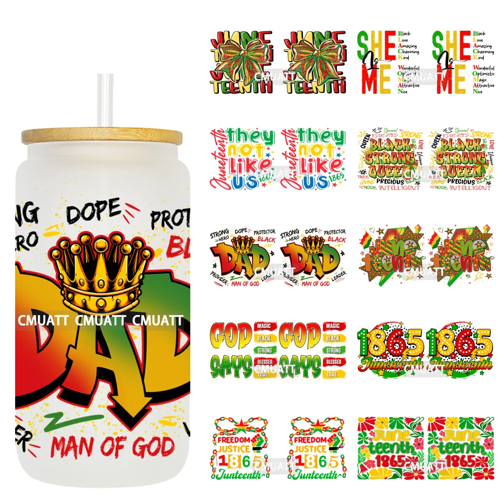 

God Says She Is Magic Black History Juneteenth 16OZ UV DTF Cup Wrap Готовые наносимые индивидуальные переводные наклейки для стеклянной банки Libbey